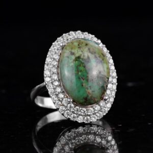 Gerçek Arizona Turkuaz Taşı Kadın Yüzüğü, 925 Ayar Gümüş Kadın Yüzüğü - Görsel 3