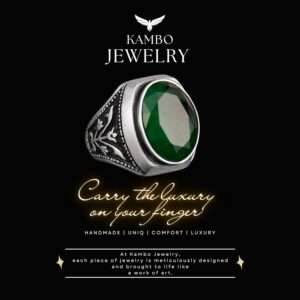 Paraiba Yapay Taş Gümüş Yüzük, 925 Ayar Gümüş Erkek Yüzüğü - Görsel 3