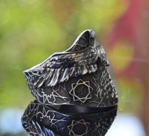 Erkekler için Ayarlanabilir Kanatlı Kartal Okçuluk Yüzüğü - 925 Ayar Gümüş - Görsel 4