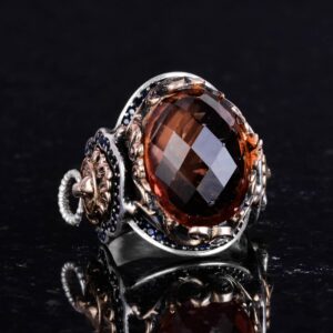 Sultanite Taş Yüzük, 925 Ayar Gümüş Erkek Yüzük, El Yapımı Aslan Başı Erkek Yüzük - Görsel 4