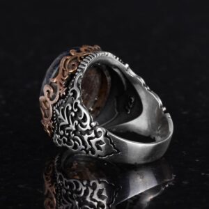 Gerçek Doğal Taş El Yapımı Yüzük - 925 Ayar Gümüş El Yapımı Yüzük - Şık Farklı Yüzük (Yeşil Göz) - Görsel 7