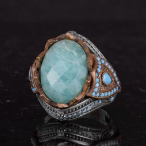 Gerçek Doğal Taş Yüzük - El Yapımı 925 Ayar Gümüş Yüzük (Amazonit) - Görsel 6