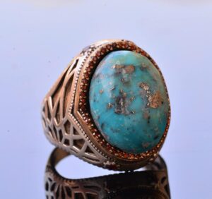 Gerçek Doğal Arizona Turkuaz Taş Yüzük, Sterlin Gümüş Yüzük, Sultan Yüzüğü - Görsel 3
