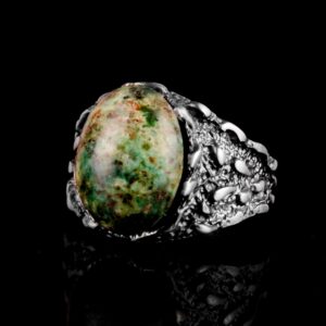 Gerçek Doğal Arizona Turkuaz Taş Yüzük, Erkekler İçin Hediye, 925 Ayar Gümüş Yüzük, Minimalist Yüzük - Görsel 5