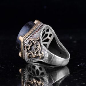 Sterling Gümüş Erkek Yüzük - Oniks Taşı - Süleyman Yıldızı Sembolü, Cesaret ve Canlılığın Sembolü - El Yapımı İfade Yüzüğü - Görsel 5