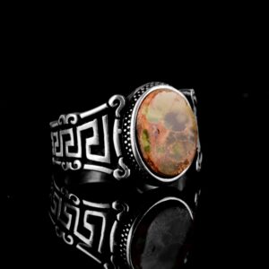 Gerçek Doğal Arizona Turkuaz Taş Yüzük, 925 Ayar Gümüş Erkek Yüzük - Görsel 4