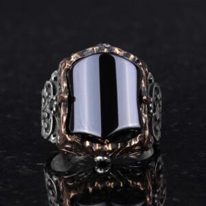 El Yapımı 925 Ayar Gümüş Erkek Yüzük - Farklı Tasarım (Oluşturulmuş Oniks) - Görsel 4