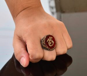 Doğal Kırmızı Akik Taş Yüzük - 925 Ayar Gümüş Yüzük Erkekler için - Yüzükler (Yazılı) - Görsel 7