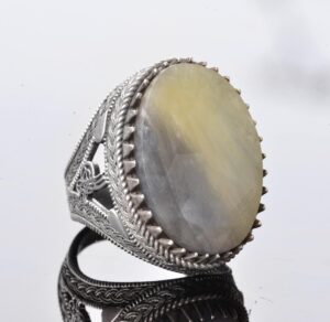 Gerçek Sarı Safir Taş Yüzük, Osmanlı Mühür Yüzüğü, 925 Ayar Gümüş Yüzük - Görsel 3