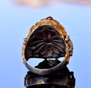 El Yapımı Yüzük - 925 Ayar Katı Gümüş Erkek Altın Kaplama Takı (Şahin) - Görsel 8