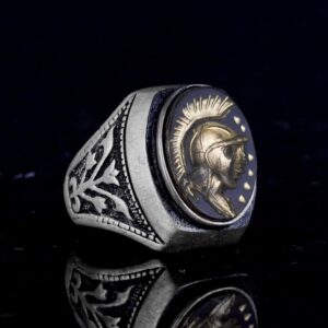 Amerikan Baş Şef Yüzüğü - Doğal Kırmızı Akik Taşı Yüzüğü - 925 Ayar Gümüş Yüzük - Oymalı Taş Yüzük - Görsel 5