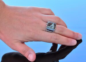 Gerçek Doğal Arizona Turkuaz Taş Yüzük - Gümüş Özelleştirilebilir Erkek Yüzüğü - Görsel 6