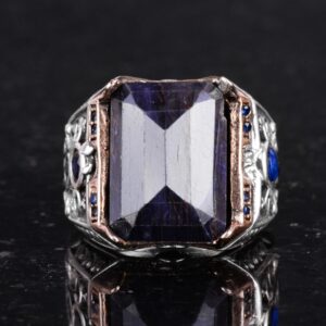 Gerçek Doğal Mavi Safir Taş Yüzük - El Yapımı Yüzük - 925 Ayar Gümüş Yüzük - Görsel 4