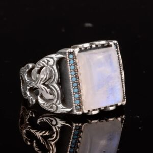 Gerçek Doğal Aytaşı Yüzük, Erkek Yüzüğü, 925 Ayar Gümüş Yüzük - Görsel 4