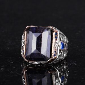 Gerçek Doğal Mavi Safir Taş Yüzük - El Yapımı Yüzük - 925 Ayar Gümüş Yüzük - Görsel 6