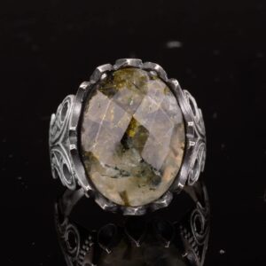 925 Ayar Gümüş Yüzük, Gerçek Doğal Jade Prehnit Taş Yüzük, El Yapımı Yüzük - Görsel 3