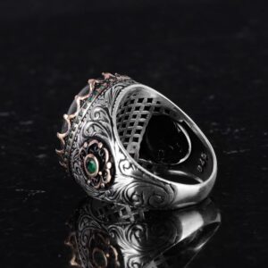 Gerçek Doğal Taş Yüzük - 925 Ayar Gümüş El Yapımı Yüzük (Yosun Agate) - Görsel 7