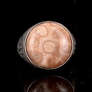 Gerçek Doğal Mercan Taşı Yüzük, İskelet Yüzük, 925 Ayar Gümüş Yüzük Erkekler İçin - Görsel 6