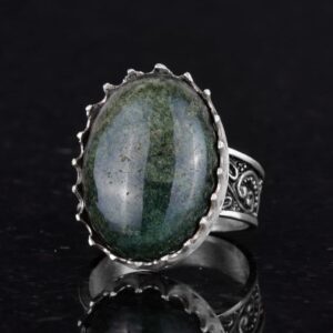 Gerçek Doğal Taş Yüzük - 925 Ayar Gümüş Büyük Yüzük - El Yapımı Yüzük (Zümrüt) - Görsel 6