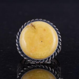 Gerçek Doğal Kehribar Taşı Yüzüğü - 925 Ayar Gümüş Erkek Yüzüğü - Görsel 4