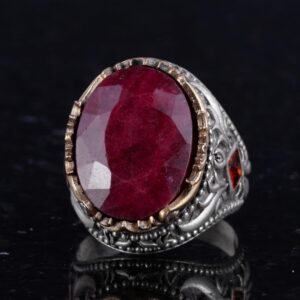 Gerçek Doğal Taş Yüzük - El Yapımı 925 Ayar Gümüş Yüzük - El Yapımı Yüzük (Yakut) - Görsel 6