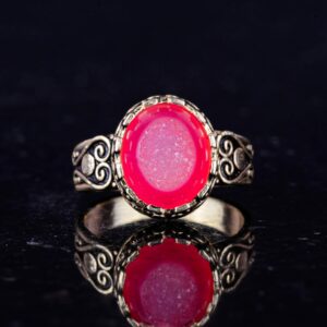 925 Ayar Gümüş Altın Kaplama Yüzük, Gerçek Doğal Druzy Kuvars Taşı ile El Yapımı Kadın Yüzüğü - Görsel 4