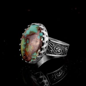 Gerçek Doğal Arizona Turkuaz Taş Yüzük, 925 Ayar Gümüş Yüzük, Özel Takı - Görsel 5