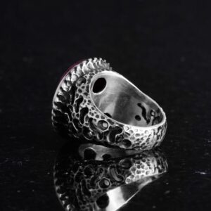 Gerçek Doğal Taş Yüzük - 925 Ayar Katı Gümüş Erkek Yüzüğü ile Yakut - Görsel 5