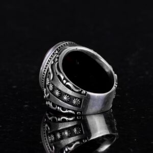 El Yapımı Kaplan Göz Taşı Yüzük, 925 Ayar Sert Gümüş Erkek Yüzüğü, Cesur Tasarım - Görsel 5
