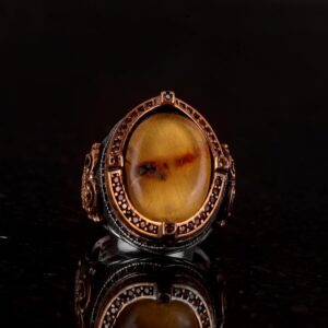 925 Ayar Gümüş Erkek Yüzük, Kehribar Taşlı Yüzük, Gerçek Doğal Kehribar Taşlı Yüzük - Görsel 3