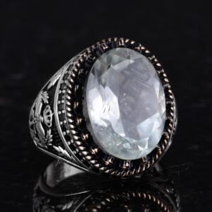 Gerçek Doğal Taş Yüzük - El Yapımı Kartal Yüzüğü - 925 Ayar Gümüş Yüzük (Yeşil Ametist) - Görsel 4