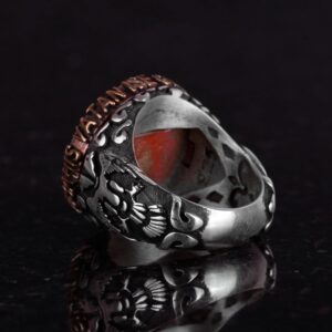 Erkek Gümüş Yüzük - Kırmızı Hilal ve Yıldız Tasarımı, Türk Bayragı Yüzük - Görsel 7