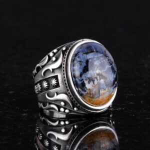 Doğal Pietersite Taşlı Yüzük, 925 Ayar Sert Gümüş Yüzük Erkekler İçin, Tasarım Gümüş Erkek Yüzüğü - Görsel 5