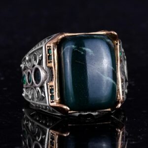 925 Ayar Gümüş Yüzük - Gerçek Doğal Taş Yüzük - El Yapımı Yüzük (Jade) - Görsel 5