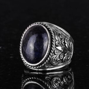 925 Ayar Gümüş Yüzükler - Doğal Taş Seçimi (Cabochon Safir) - Görsel 5