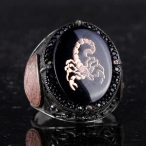 Özgün Desenli Yüzük - 925 Ayar Gümüş El Yapımı Erkek Yüzüğü - Davut Yıldızı Yüzüğü (Akrep) - Görsel 5