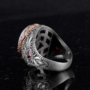 Gerçek Doğal Taş Yüzük - El Yapımı 925 Ayar Gümüş Yüzük - El Yapımı Yüzük (Aydan Taşı) - Görsel 7