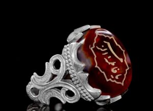 925 Ayar Gümüş Yüzük, İslami Yüzük, Doğal Akik Taşı - Görsel 3