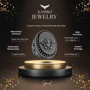 Medusa Başı Gümüş Yüzük - Yunan Mitolojisi Erkek Yüzüğü - 925 Ayar Gümüş Yüzük - Görsel 2