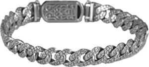 925 Ayar Gümüş Erkek Bilezik - El Yapımı Dokulu Zincir Bilezik - Görsel 1