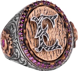 925 Ayar Katı Gümüş Yüzük - Monogram Kişiselleştirilmiş Harf Yüzüğü - Özel El Yapımı Gümüş Erkek Yüzüğü - Görsel 1