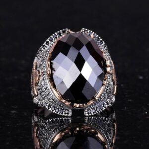 925 Ayar Gümüş Yüzük, İslami Camii Oniks Taşlı Erkek Yüzüğü - Görsel 5