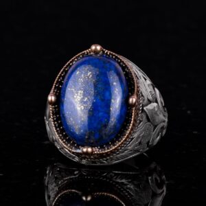 925K Gümüş El Yapımı Erkek Yüzüğü - Çeşitli Doğal Taşlarla Mevcuttur (Lapis Lazuli) - Görsel 5
