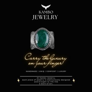 Doğal Taş Yüzük Erkekler İçin, 925 Ayar Gümüş Yüzük, (Zümrüt) - Görsel 7