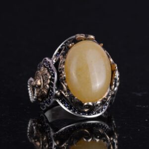 Aslan Başlı Erkek Yüzüğü, 925 Ayar Gümüş Yüzük, Doğal Sarı Akik Taş Yüzüğü, Gümüş Erkek Yüzüğü - Görsel 4