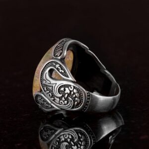 Gerçek Doğal Arizona Turkuaz Taş Yüzük,925 Ayar Gümüş Yüzük Doğum Günü Hediyeleri Yıldönümü için Oğul Sevgili Erkekler - Görsel 7