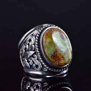 Erkekler için Turkuaz Taş Yüzük, 925 Ayar Gümüş El Yapımı Ejderha Ölçeği Tasarımı, Modern Stil Şifa Kristali Takı (Stil-3) - Görsel 5