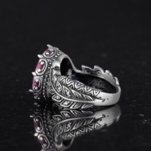 Sterling Gümüş Kadın Yüzük, Gerçek Doğal Yakut Taşlı, Vintage Bohem Tasarım - Görsel 7