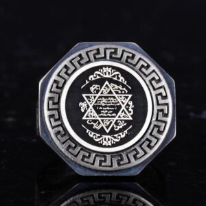 925 Ayar Gümüş Yüzük - Yunan Anahtar Deseni Erkek Yüzüğü - El Yapımı Yüzük - Görsel 4