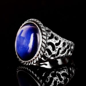 Gerçek Doğal Star Safir Taşlı Yüzük, 925 Ayar Gümüş Yüzük Erkekler İçin - Görsel 5